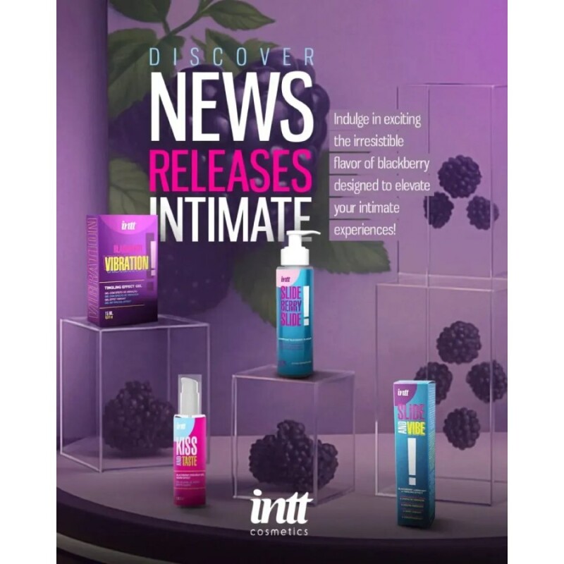 Їстівний зігріваючий лубрикант INTT Kiss and Taste Blackberry зі смаком ожини, 55 мл - Изображение 3