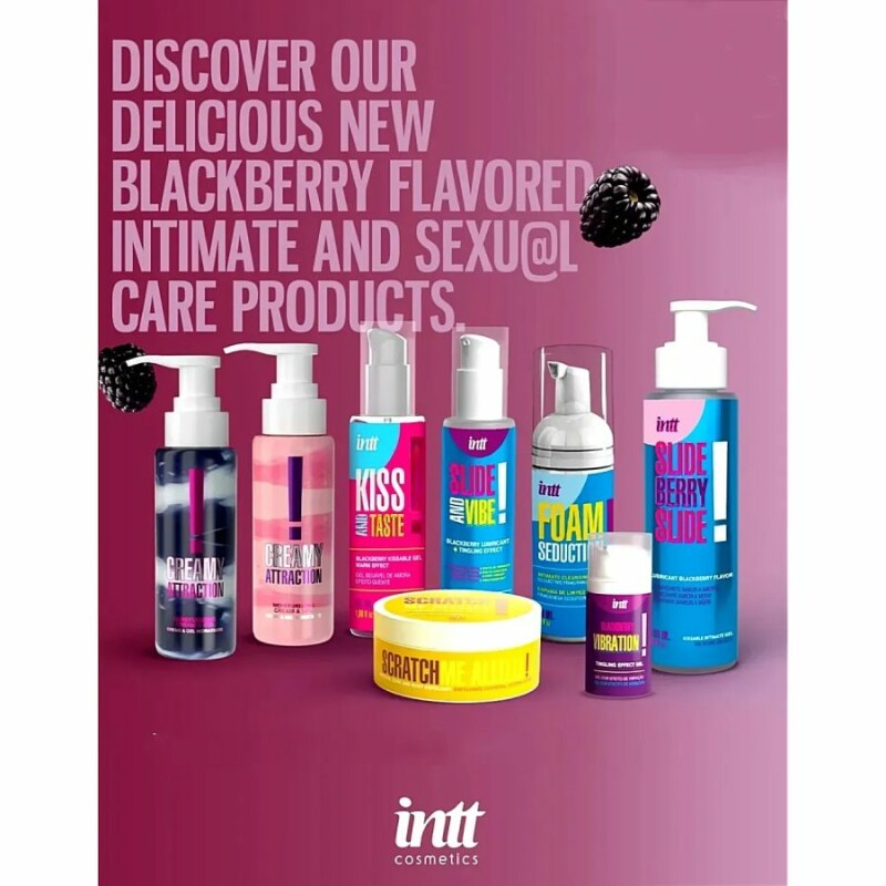 Їстівний зігріваючий лубрикант INTT Kiss and Taste Blackberry зі смаком ожини, 55 мл - Изображение 4