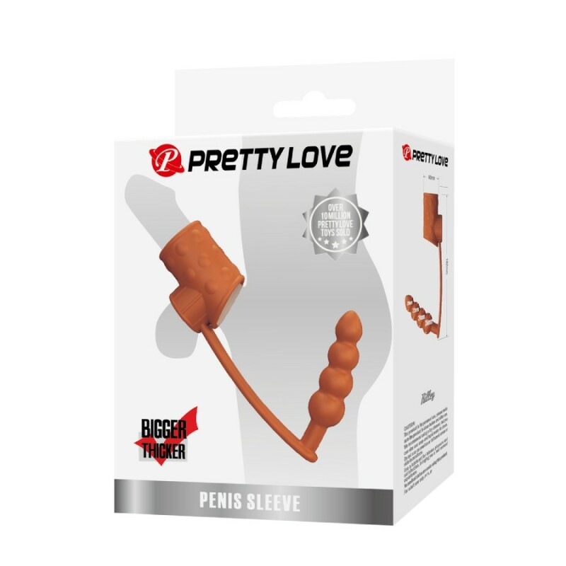 Насадка на член та мошонку Pretty Love з анальним стимулятором, бежева, 18.2 х 2–2.6 см - Изображение 7