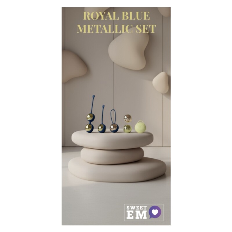 Набір вагінальних віброкульок Sweet Em з пультом, сині, 16 х 3.4 см