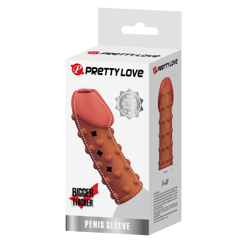 Насадка на пеніс Pretty Love рельєфна, з пупирками, бежева, 19.8 х 2.8 см - Изображение 8