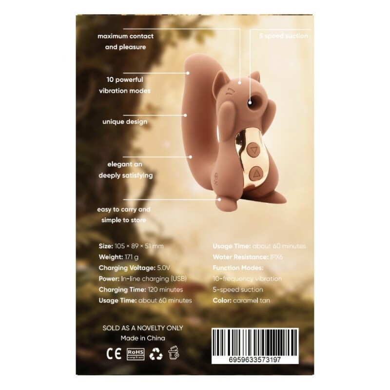 Вакуумний стимулятор клітора Sweet Em Sneaky Squirrel бежевий, з вібрацією, 10.5 х 8.9 см - Зображення 2