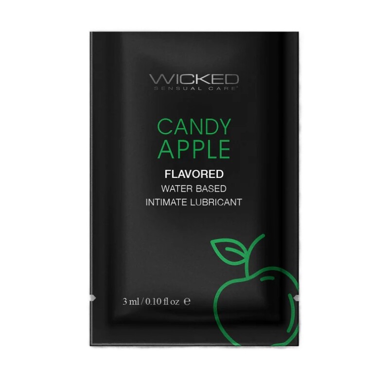 Пробник Лубрикант їстівний на водній основі Wicked зі смаком яблуневого льодяника, 3 мл