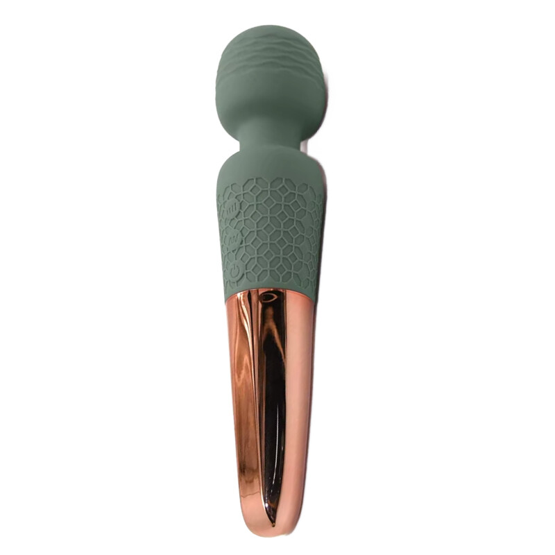 Вібратор-мікрофон Sweet Em Vibe Rhythm Wand зелений з золотою ручкою, 20 х 4.3 см - Зображення 1