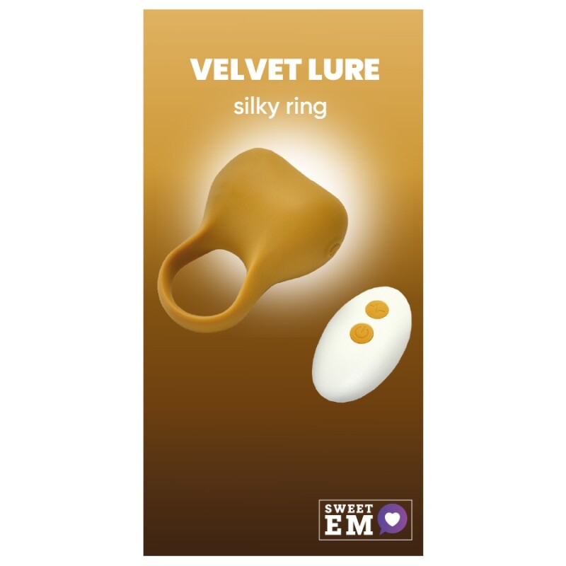 Ерекційне віброкільце Sweet Em Silky Ring з пультом, жовте, 7.6 х 5.7 см