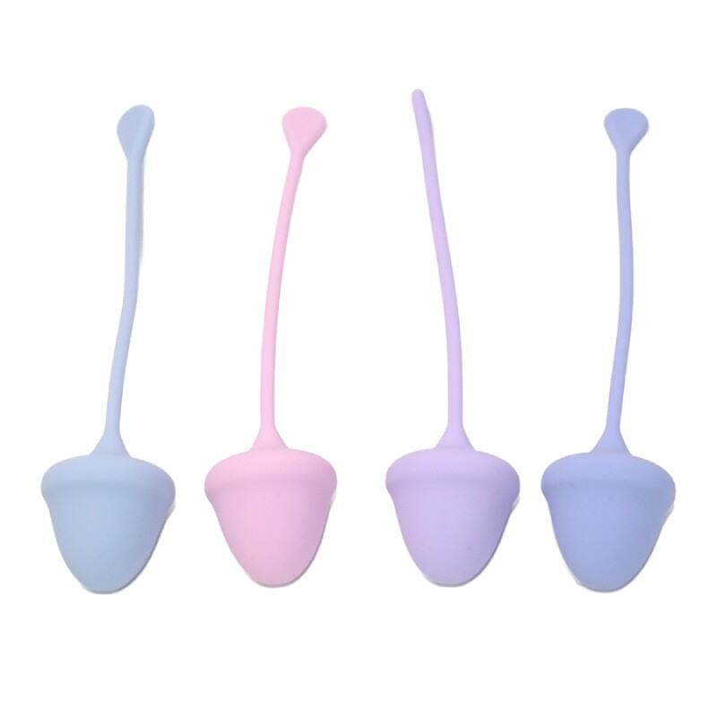 Набір вагінальних кульок Sweet Em з різною вагою, фіолетові, 4 шт, 14.5 х 2.8 см - Изображение 1
