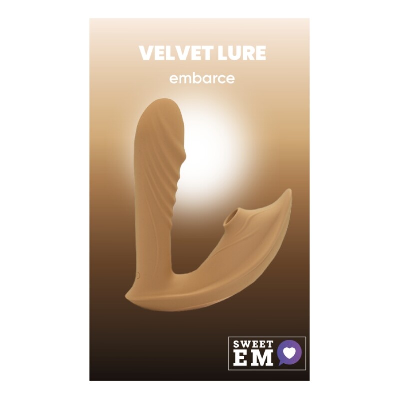 Вібратор Sweet Em Embrace з вакуумним стимулятором клітора, бежевий, 15.9 х 6.7 см