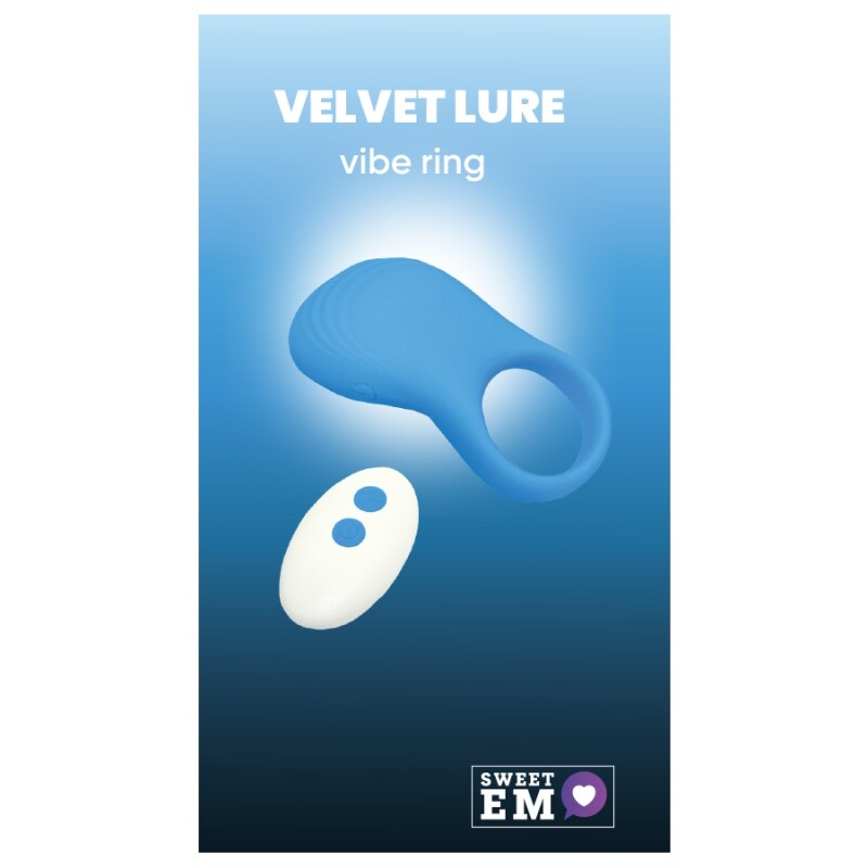 Ерекційне віброкільце Sweet Em Vibe Ring з пультом, синє, 8.5 х 4.5 см