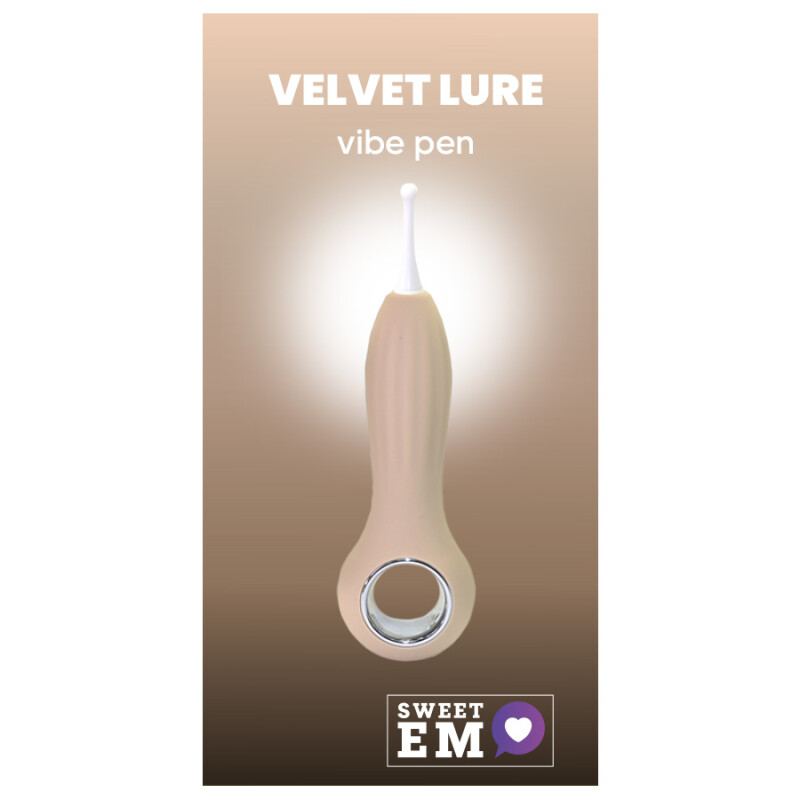 Вібратор для клітора Sweet Em Vibe Pen з трьома насадками, бежевий, 14.5 х 4.2 см