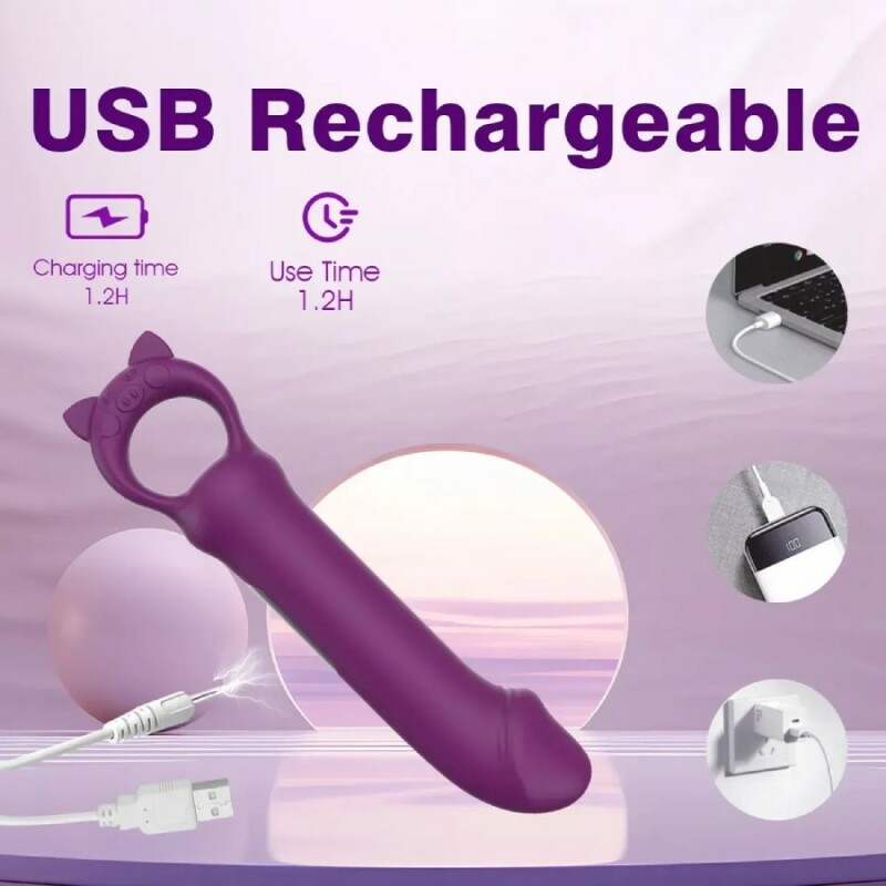 Мінівібратор Every Night Toys Grace з кільцем, фіолетовий, 14.5 х 2.8 см - Зображення 3