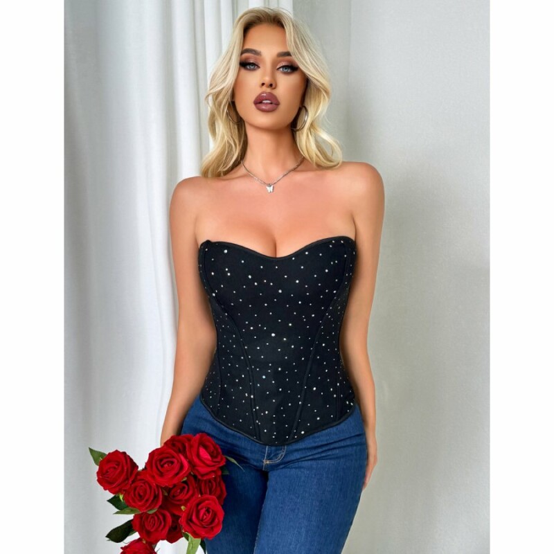 Корсет на блискавці Star NIght зі стразами, чорний, XS - Зображення 5