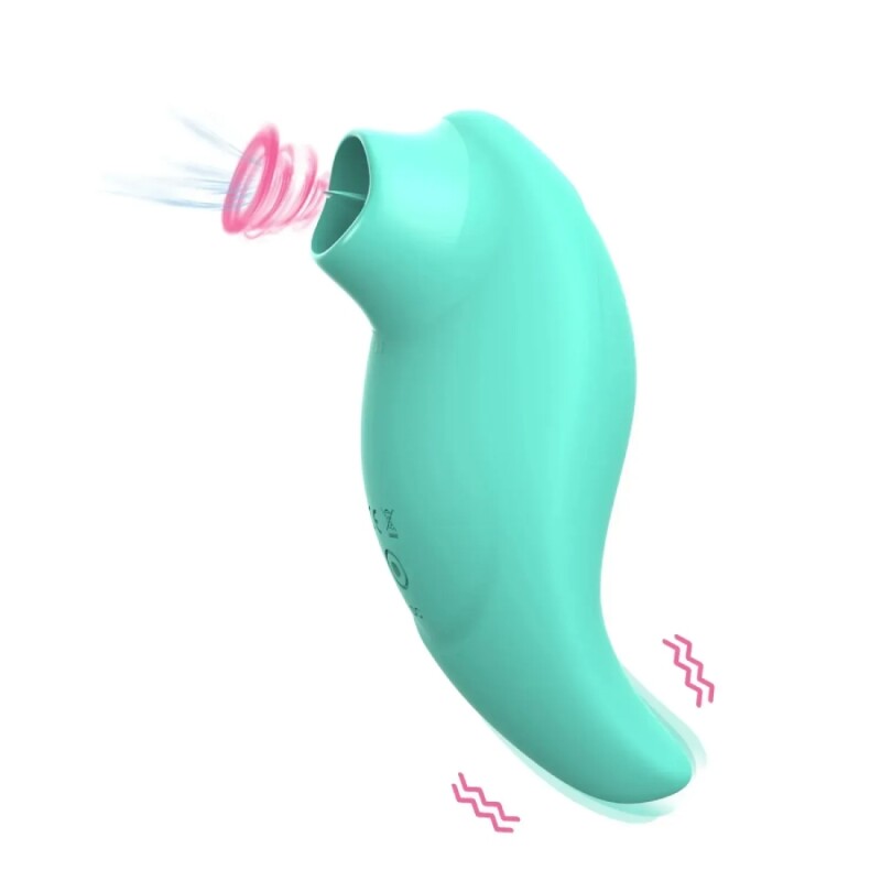 Вібратор для клітора Every Night Toys Jen із стимулюючим язичком, зелений, 11 х 5.1 см