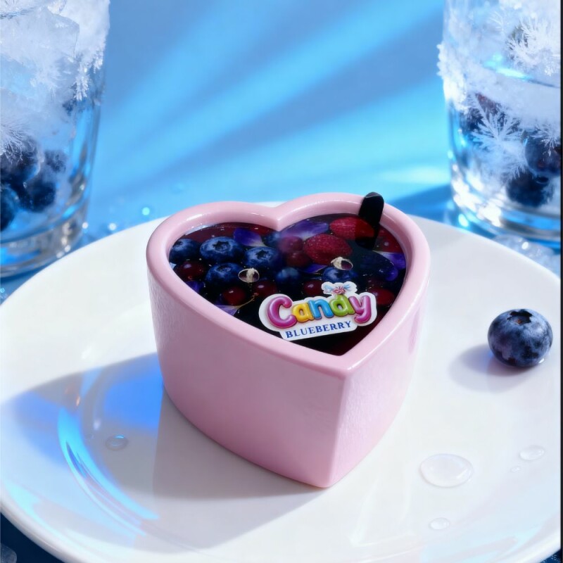 Масажна свічка з ароматом чорниці, 70 мл, Candy Blueberry у формі серця - Изображение 3