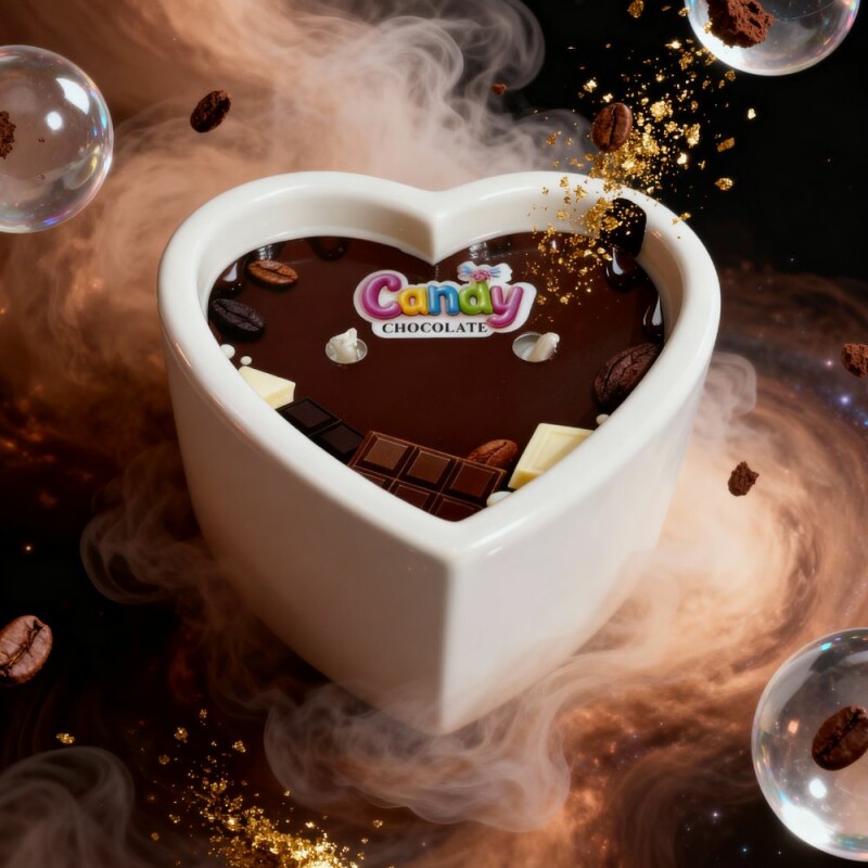 Масажна свічка з ароматом шоколаду, 70 мл, Candy Chocolate у формі серця - Изображение 6
