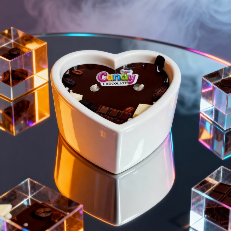 Масажна свічка з ароматом шоколаду, 70 мл, Candy Chocolate у формі серця - Изображение 4