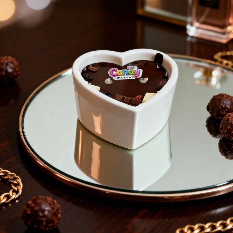 Масажна свічка з ароматом шоколаду, 70 мл, Candy Chocolate у формі серця - Изображение 9