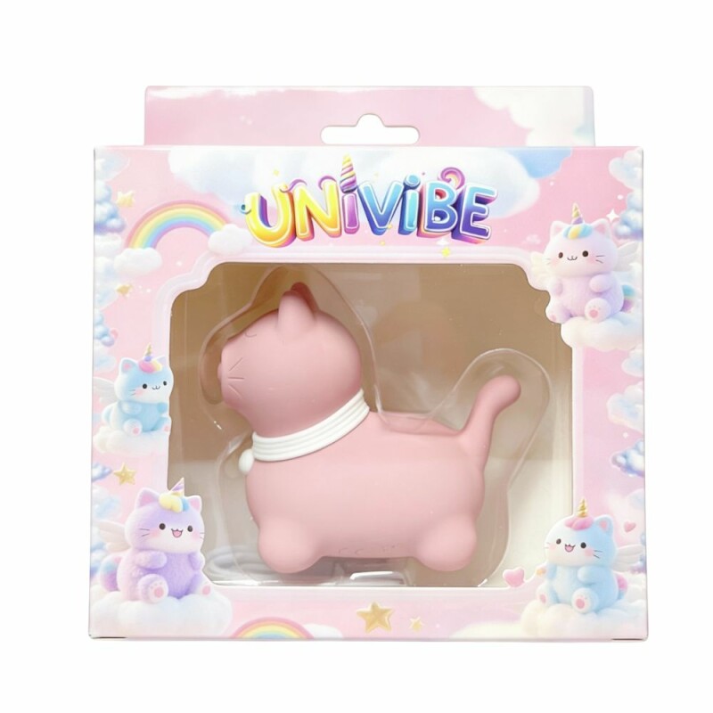 Стимулятор клітора з пульсацією UNIVIBE у вигляді котика, рожевий, 6.5 см - Зображення 1