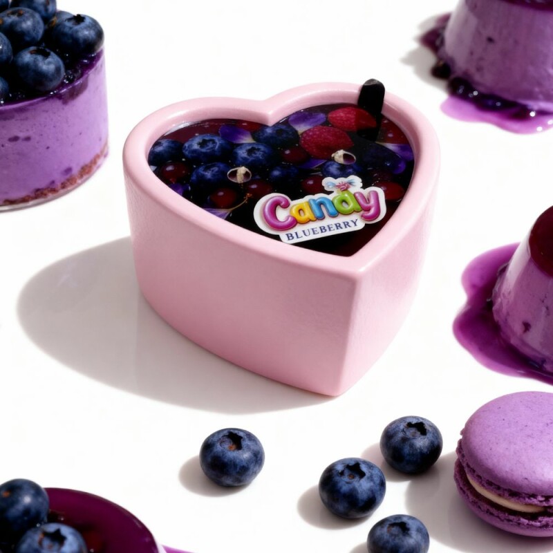 Масажна свічка з ароматом чорниці, 70 мл, Candy Blueberry у формі серця - Изображение 1