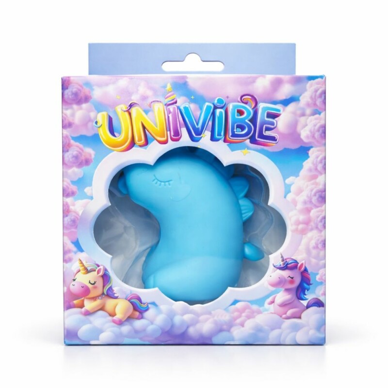 Стимулятор клітора UNIVIBE Єдиноріг з довгим обертовим язичком, блакитний, 7.5 см - Изображение 1