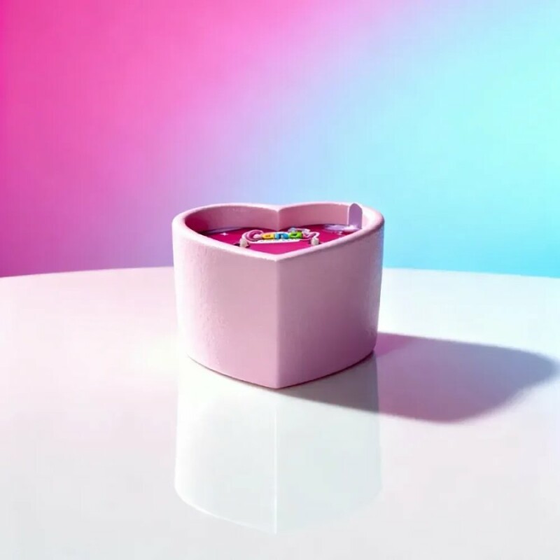 Масажна свічка з ароматом жуйки, 70 мл, Candy Bubble Gum у формі серця - Изображение 6