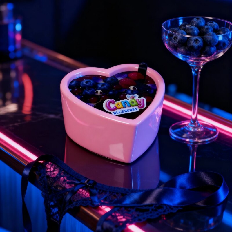 Масажна свічка з ароматом чорниці, 70 мл, Candy Blueberry у формі серця - Изображение 7