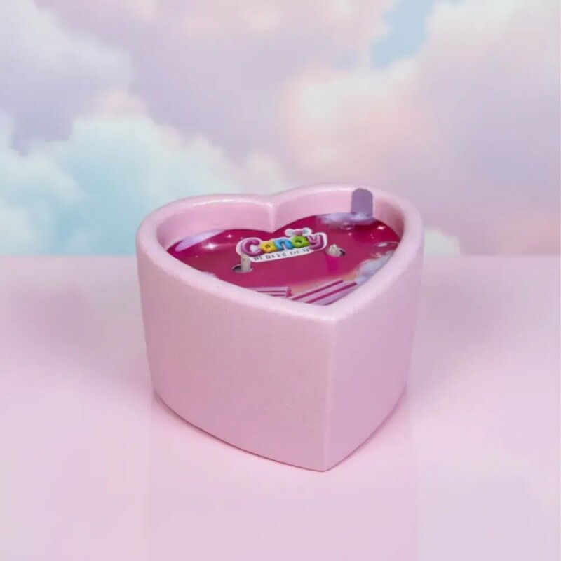 Масажна свічка з ароматом жуйки, 70 мл, Candy Bubble Gum у формі серця - Изображение 7