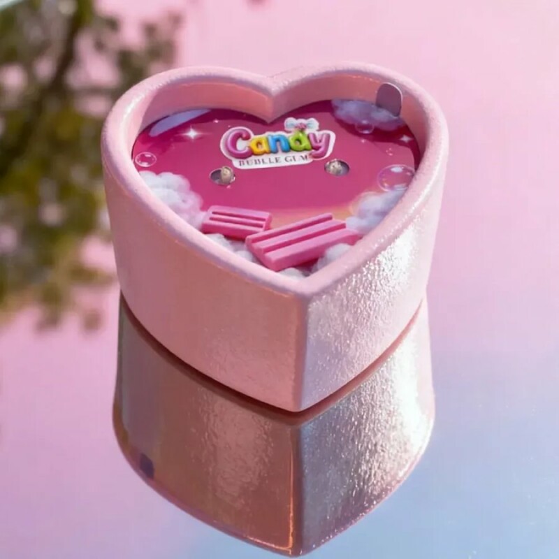 Масажна свічка з ароматом жуйки, 70 мл, Candy Bubble Gum у формі серця - Изображение 8