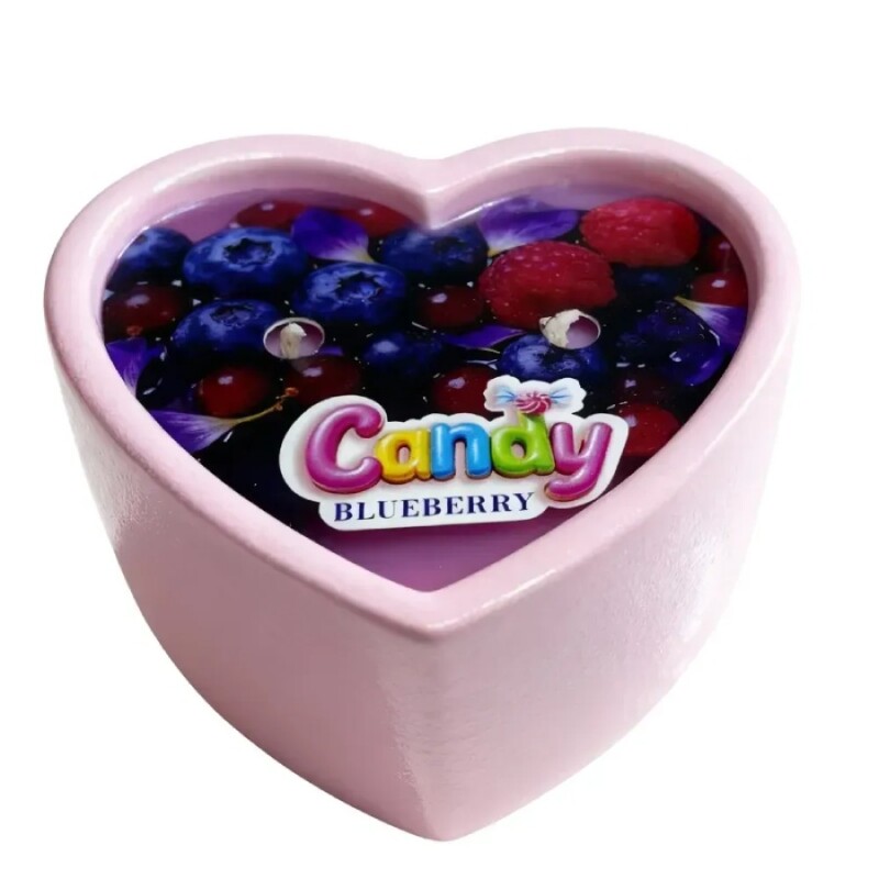 Масажна свічка з ароматом чорниці, 70 мл, Candy Blueberry у формі серця