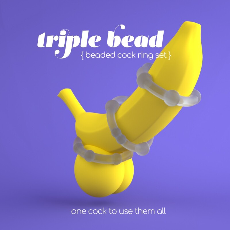 Набір ерекційних кілець Crushious Triple Bead прозорий, 3 шт - Зображення 1