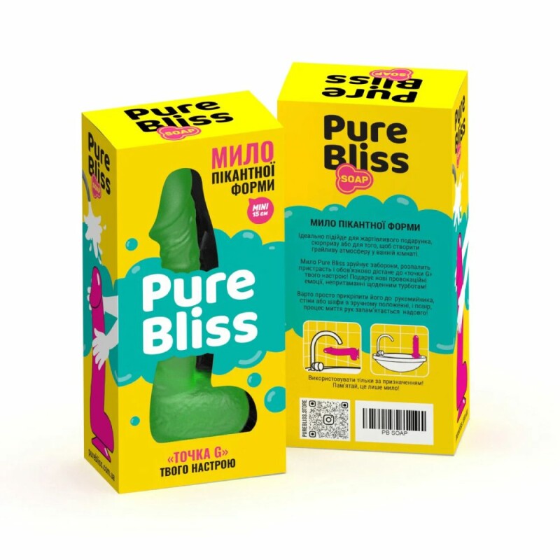 Мило у формі пеніса Pure Bliss Mini на присосці, зелене, 15 х 3.4 см - Зображення 1
