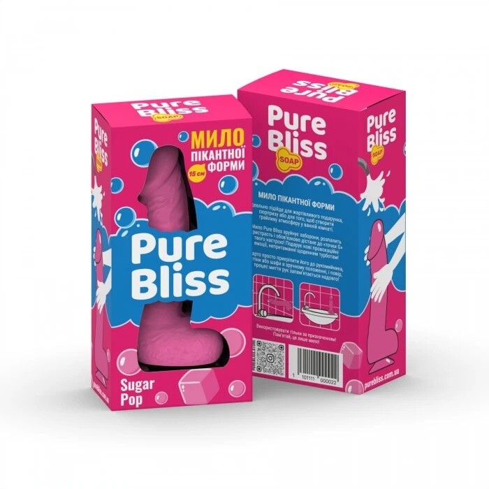 Мило у формі пеніса Pure Bliss Sugar Pop з ароматом жуйки, рожеве, 15 х 3.4 см - Зображення 1