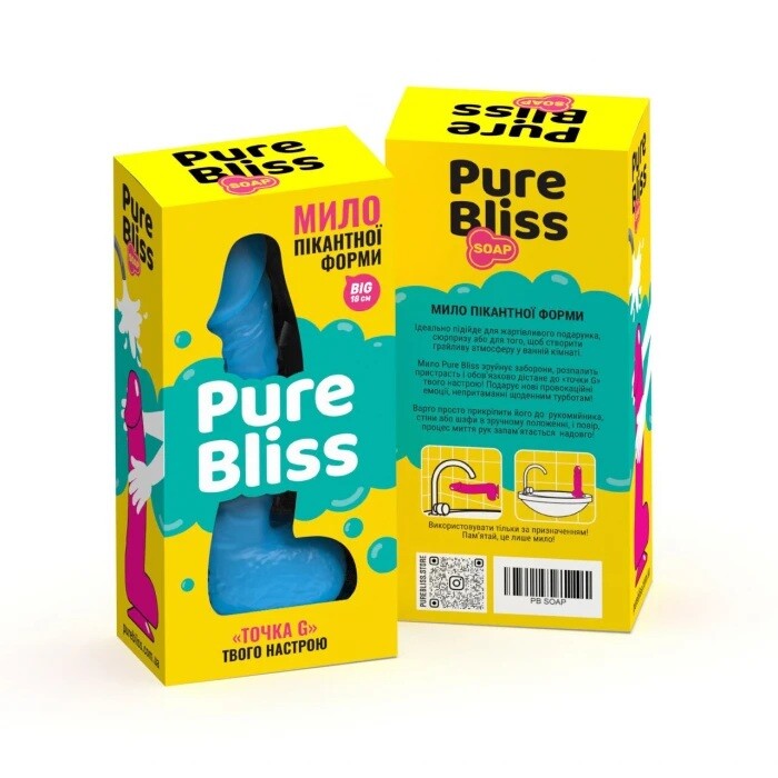 Мило у формі пеніса Pure Bliss Big на присосці, блакитне, 18 х 4.2 см - Изображение 1
