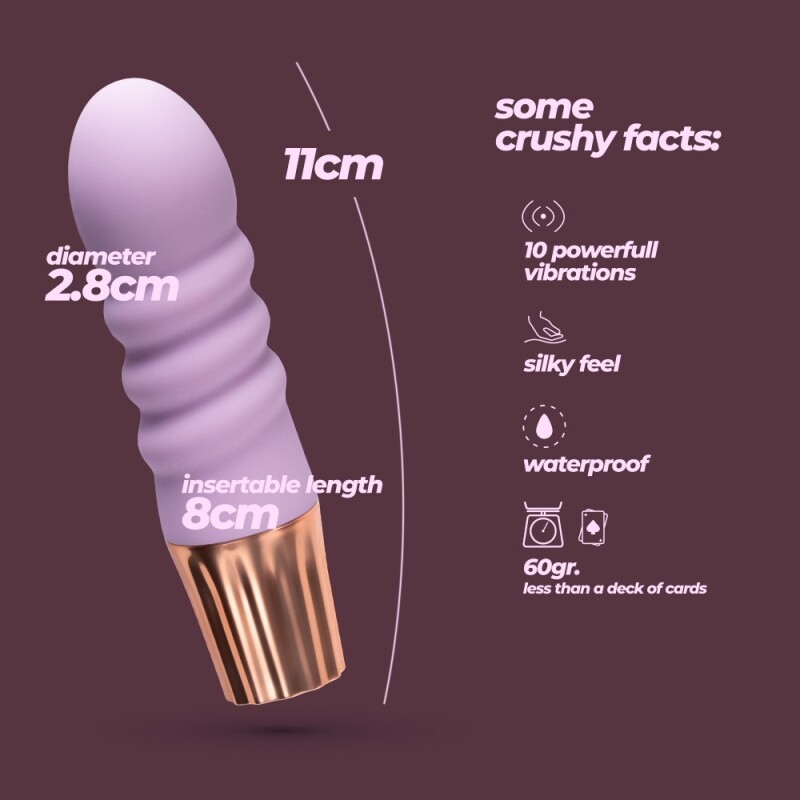 Мінівібратор Crushious Mellow Bubbles 10 режимів вібрації, лавандовий, 11 х 2.8 см - Изображение 3