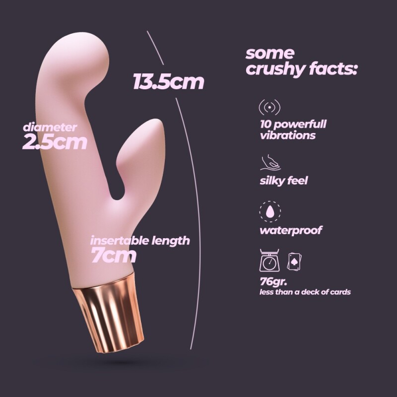 Мінівібратор-кролик Crushious Mellow Cony 10 режимів вібрації, рожевий, 13.5 х 2.5 см - Изображение 2