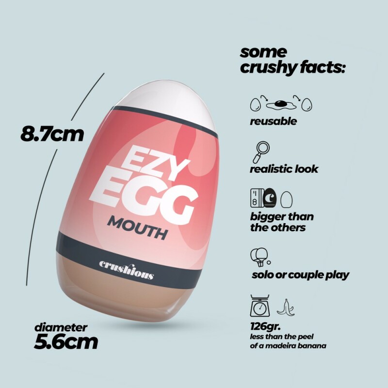 Мастурбатор-яйце Crushious Ezy Egg the Mouth рот, бежевий, 8.7 х 5.6 см - Зображення 2