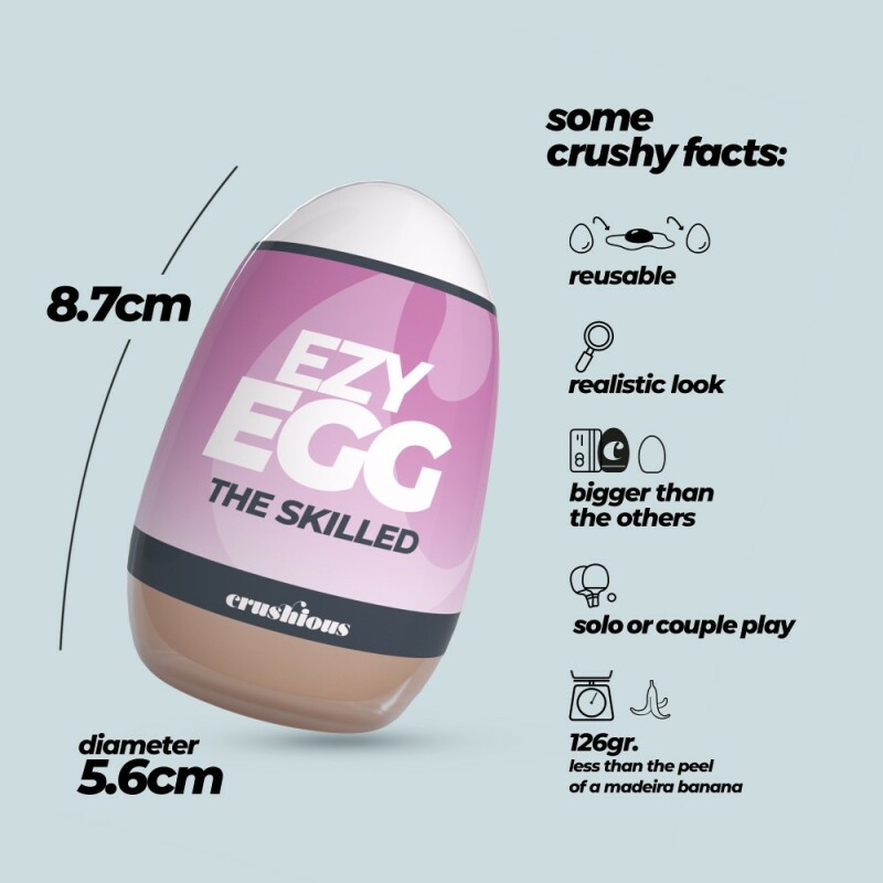Мастурбатор-яйце Crushious Ezy Egg the Skilled вагіна, бежевий, 8.7 х 5.6 см - Изображение 3