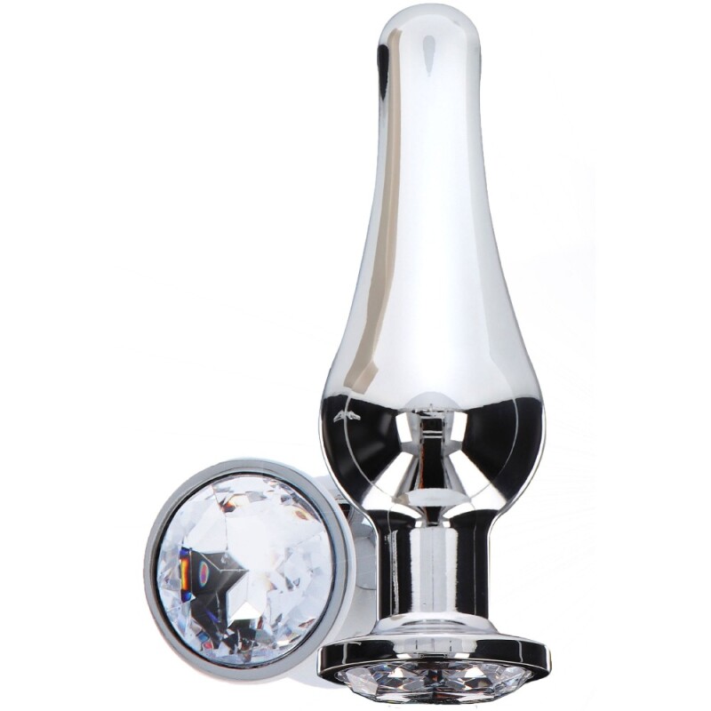 Анальна пробка Toy Joy Diamond Bum Bijou L із кристалом, срібляста, 13 х 4 см