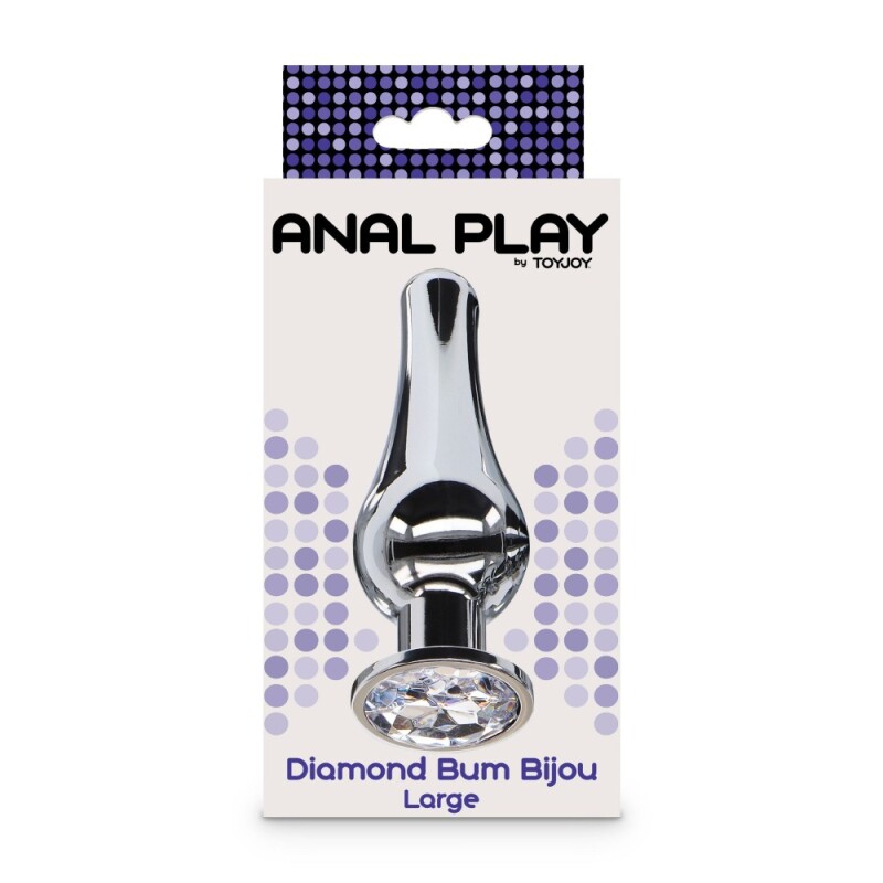 Анальна пробка Toy Joy Diamond Bum Bijou L із кристалом, срібляста, 13 х 4 см - Зображення 1