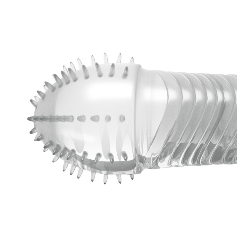Насадка на пеніс Crushious Ribbed ребриста, прозора, 15.5 х 3.3 см - Изображение 2