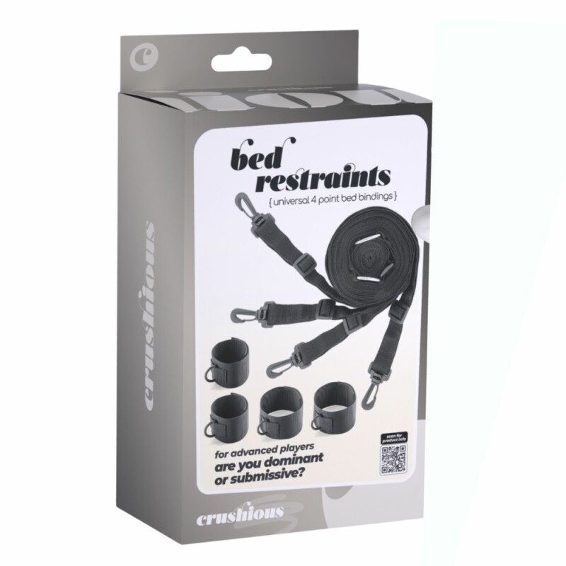 Фіксатори для ліжка Crushious Bed Restraints з манжетами та ременями, чорні
