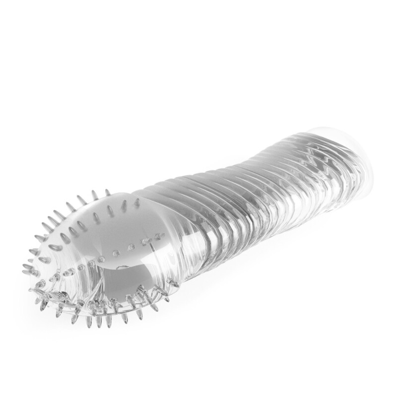 Насадка на пеніс Crushious Ribbed ребриста, прозора, 15.5 х 3.3 см - Изображение 4
