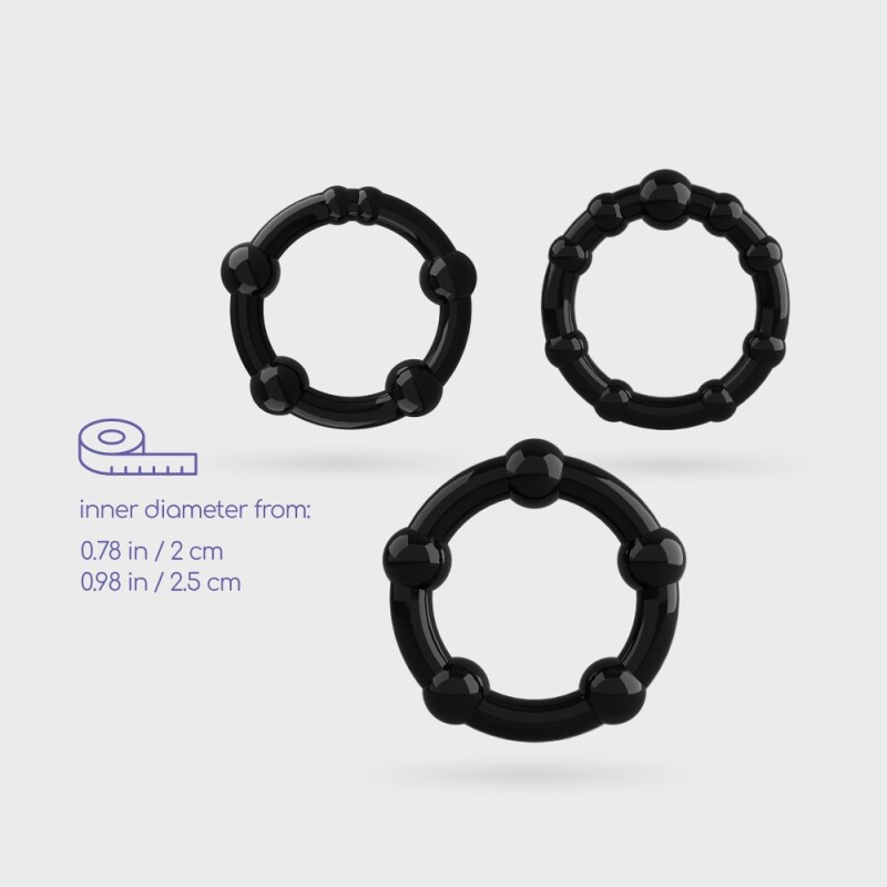Набір ерекційних кілець Crushious Triple Bead чорний, 3 шт - Изображение 6