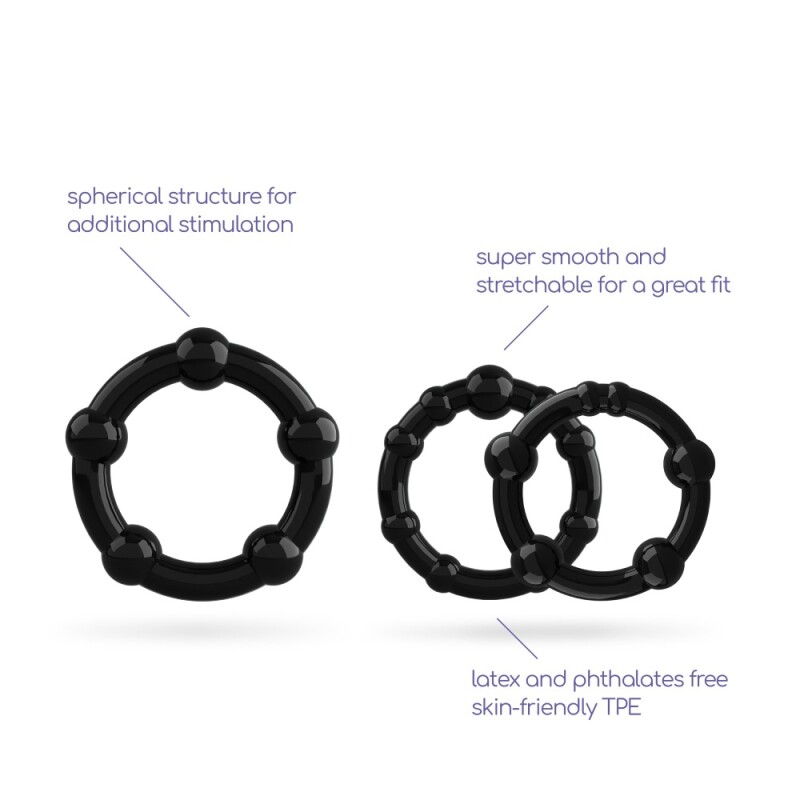 Набір ерекційних кілець Crushious Triple Bead чорний, 3 шт - Изображение 8