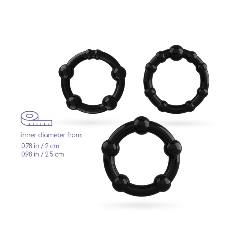 Набір ерекційних кілець Crushious Triple Bead чорний, 3 шт - Изображение 9