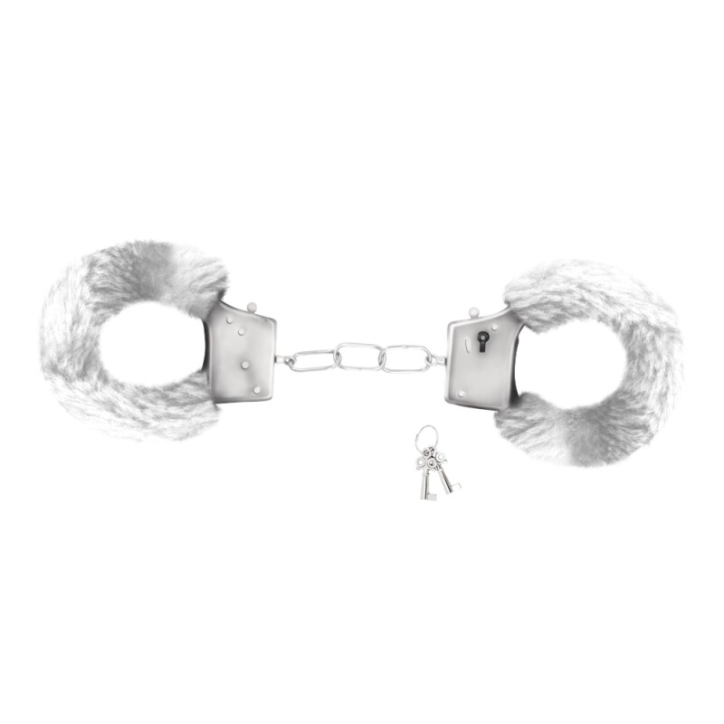 Наручники металеві Crushious Love Cuffs зі штучним білим хутром, сріблясті