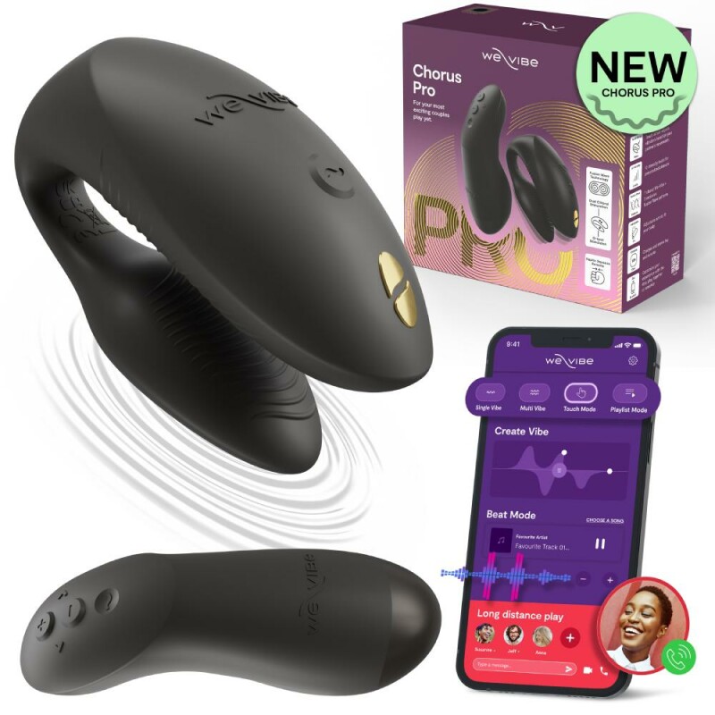 Вібратор для пар We-Vibe Chorus Pro з пультом і додатком, чорний, 8 см