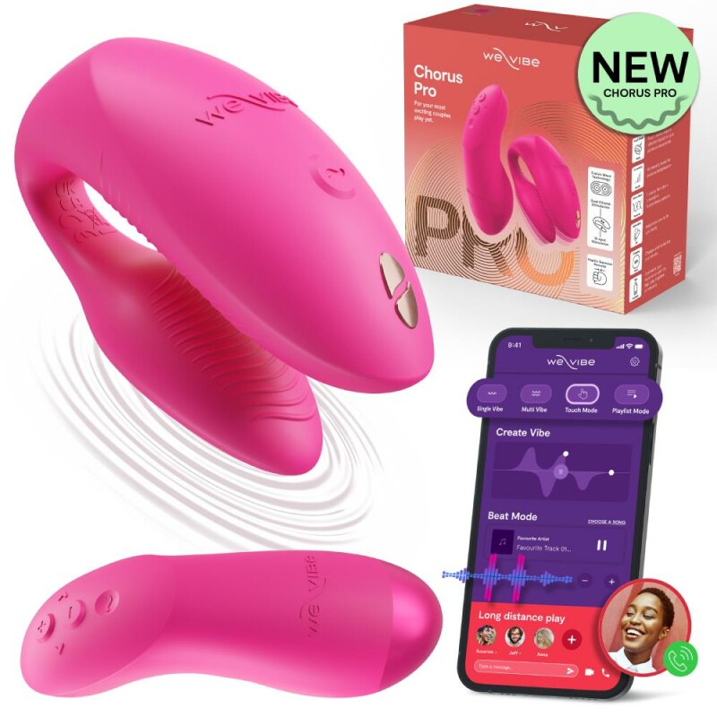 Вібратор для пар We-Vibe Chorus Pro з пультом і додатком, рожевий, 8 см