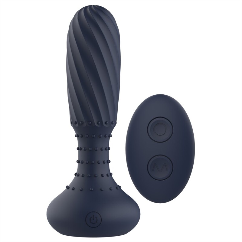 Анальний вібратор з пультом Dream Toys Titan з ротацією, синій, 14.2 х 3.4 см
