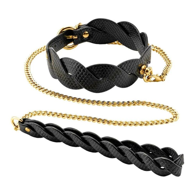 Нашийник з повідецем Guilty Pleasure Lunar Braided з плетеними елементами, чорний, 103 см