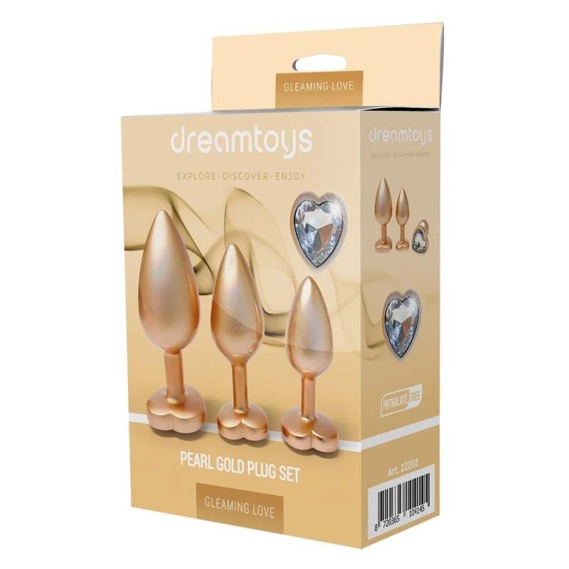 Набір анальних пробок Dream Toys Gleaming Love перламутрово-золоті, 3 шт - Изображение 1
